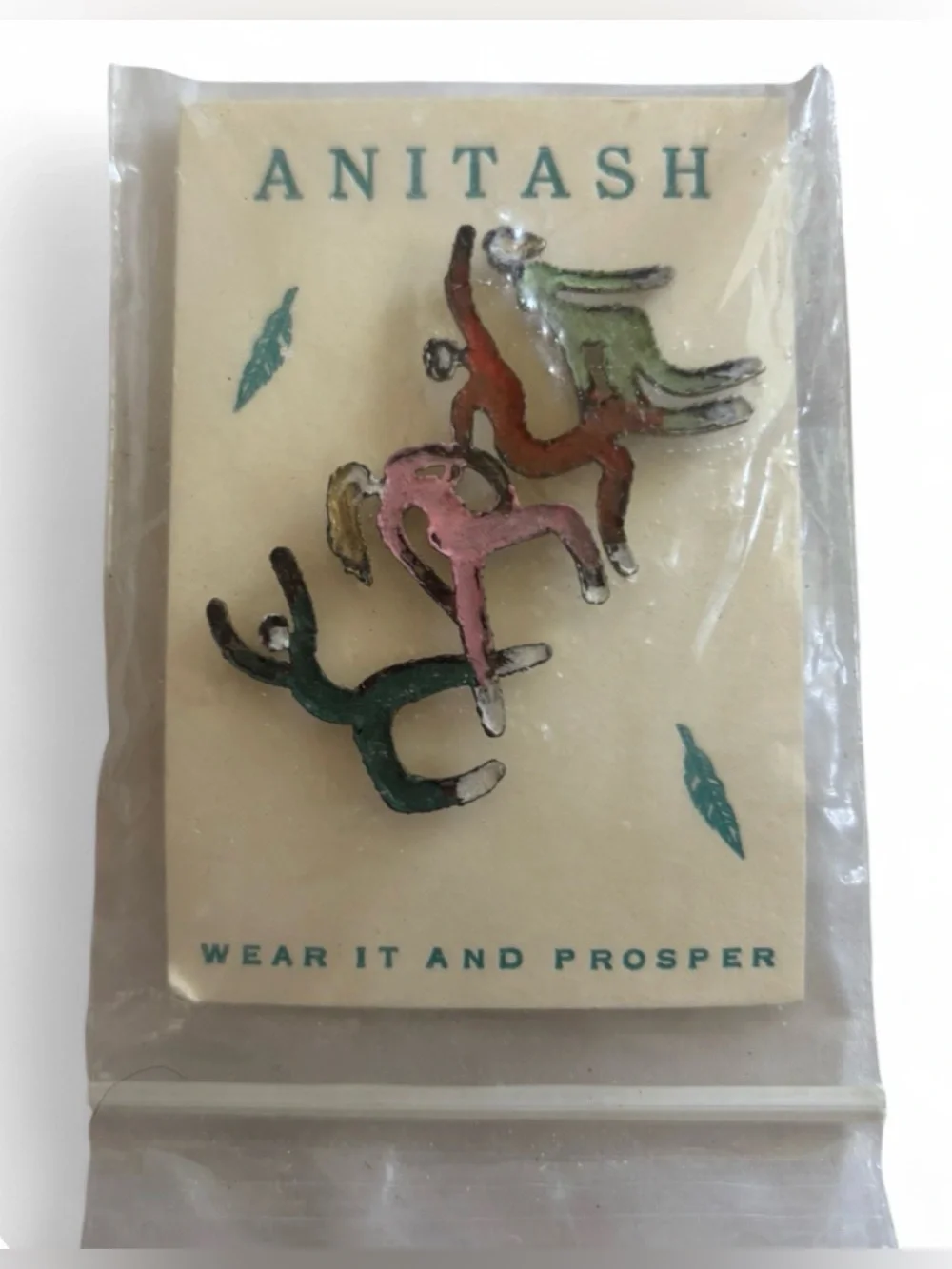 Vintage Anitash Metal Multicolor Brooch New